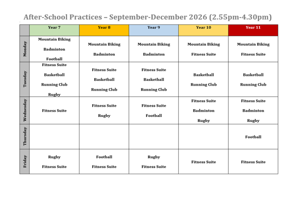 Link to the Sports Co-curricular Timetable A photo of the Sports Co-curricular Timetable