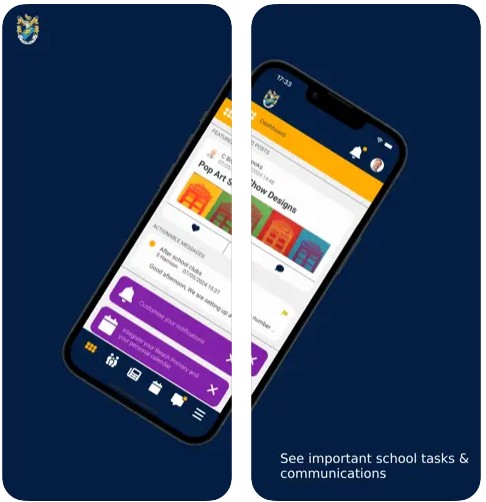 West Hill School app  - screenshots of app