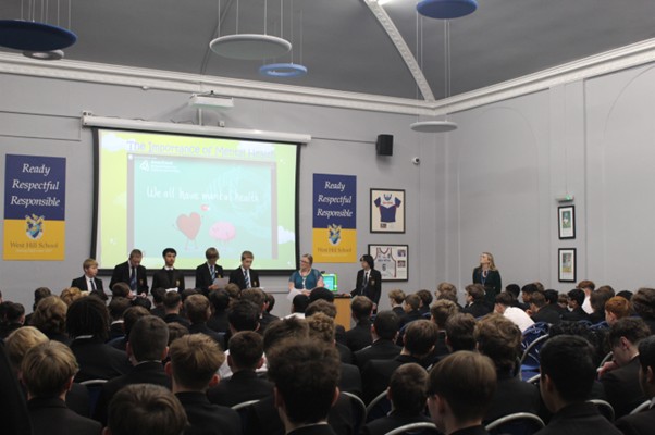 A photo of boys in mental health assembly